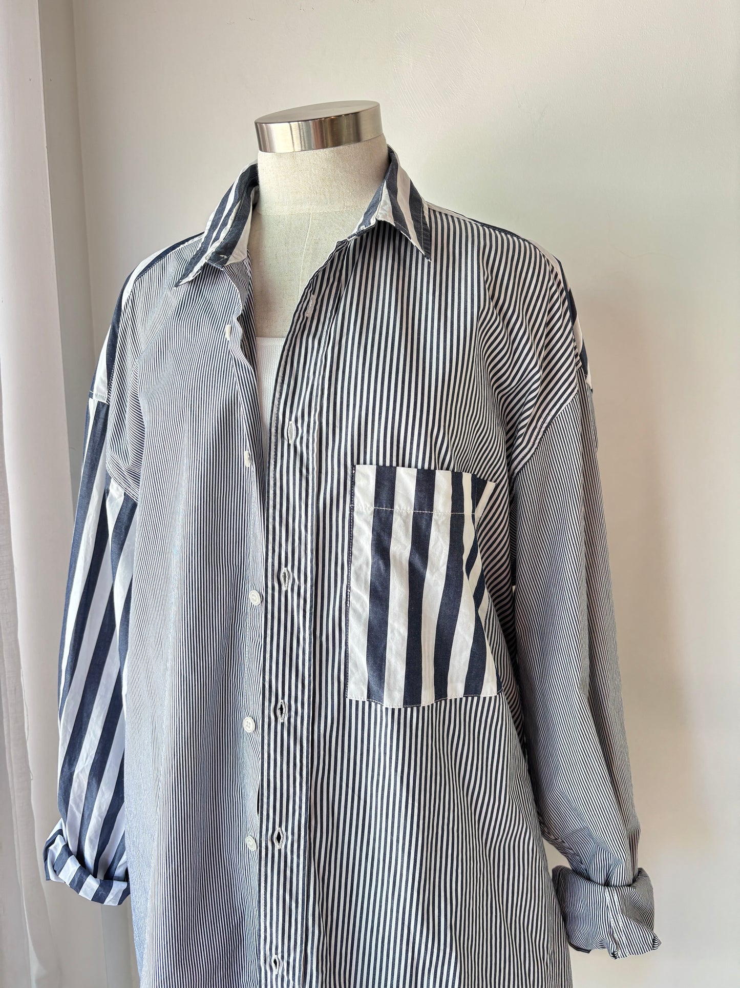 Blanca navy stripe shirt/dress ~ sz O/S