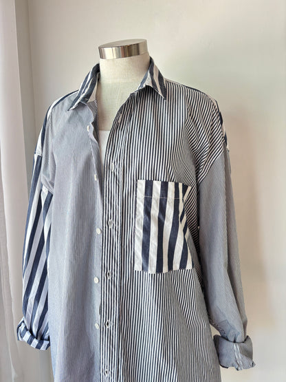 Blanca navy stripe shirt/dress ~ sz O/S