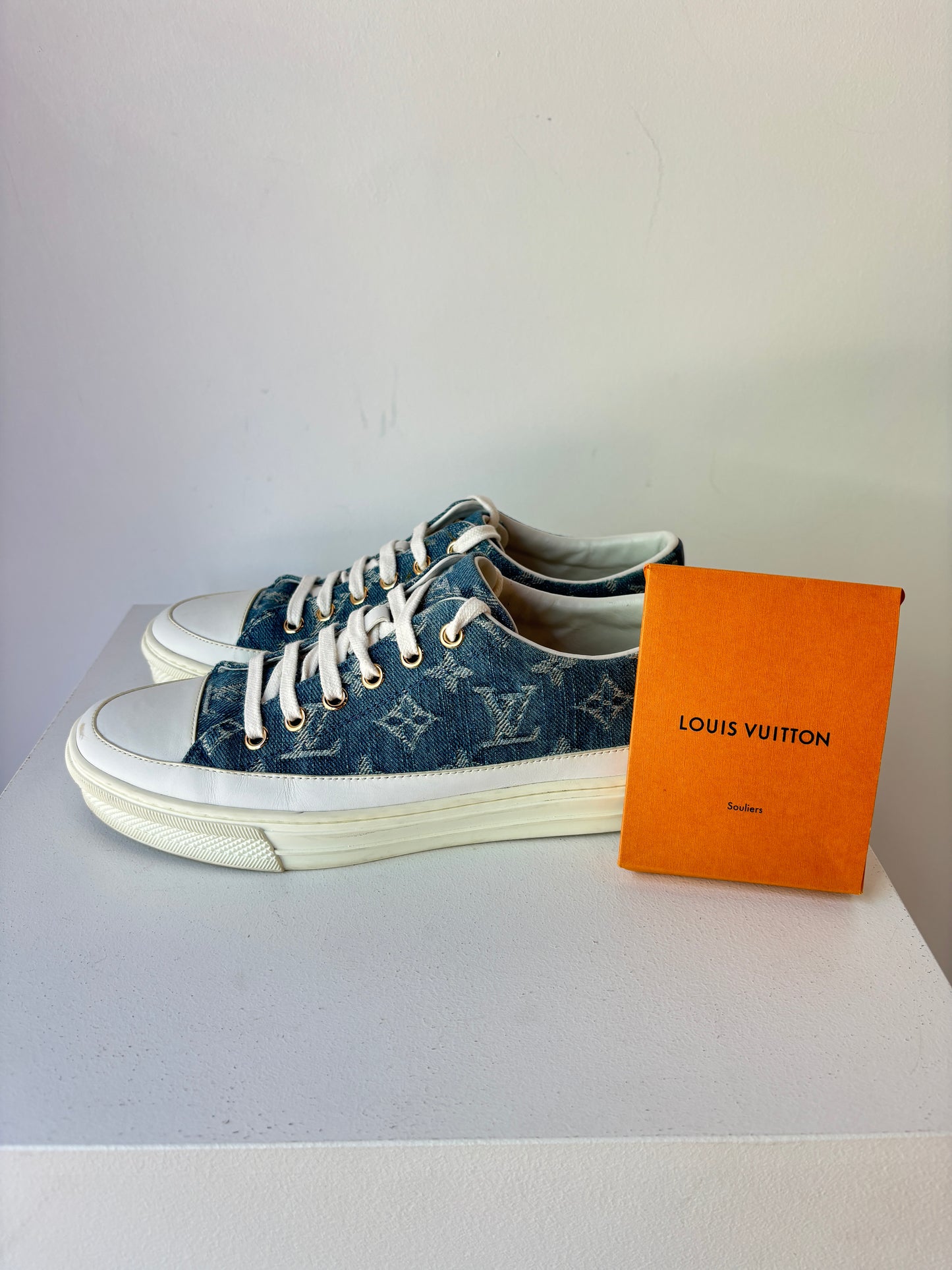 Louis Vuitton 'Steller' denim mongram sneakers ~ size 36