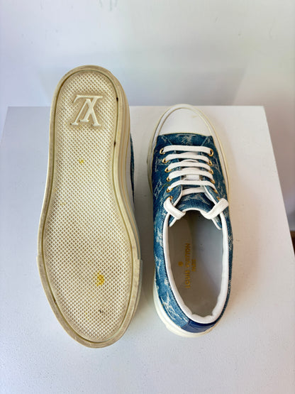 Louis Vuitton 'Steller' denim mongram sneakers ~ size 36